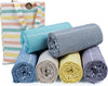 HILLFAIR Cotton Turkish Beach Towels- Lightweight Sand Free Peshtemal Hammam Towels for Bath Swim Yoga Spa- XXL Oversized Beach Towel (39 x 72 inch - 6 Pack Multicolor)