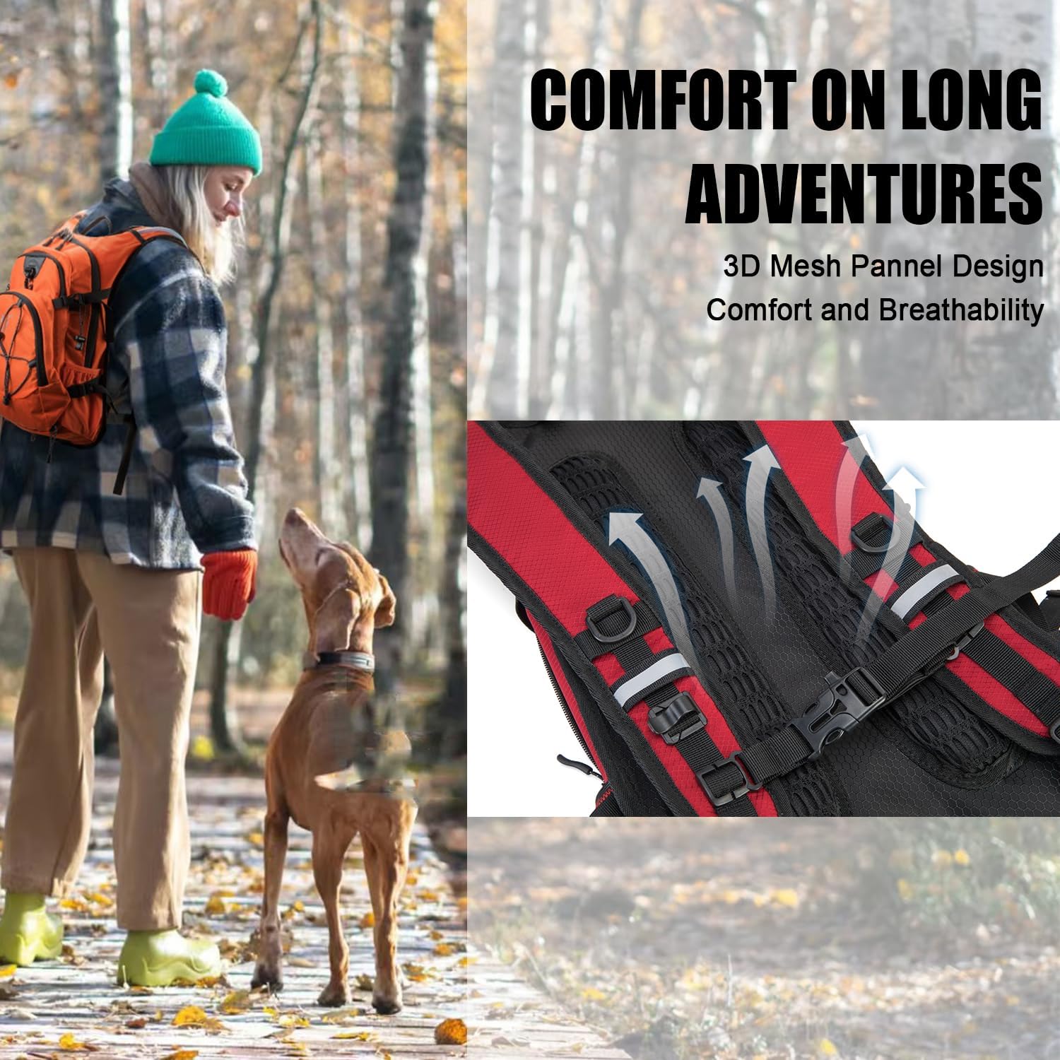 Hydration Backpack Pack with 2L Water Bladder 18L Hiking Backpack Women Men Lightweight Hydropack Insulated Daypack for Biking, Running, Festival - Roamly