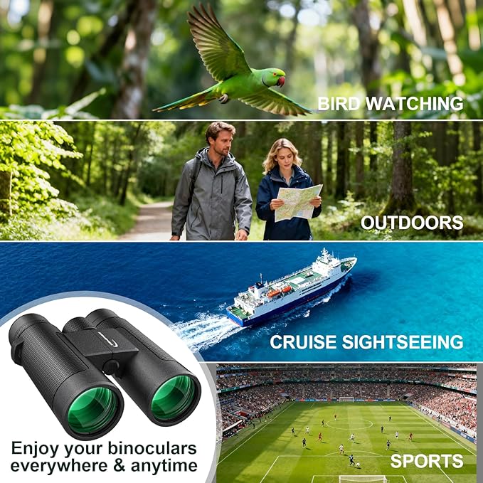 15x42 Binoculars for Adults High Powered - Aurosports HD Lightweight Portable Binoculars with Phone Adapter, BAK4 Prism & Carrying Bag - Large View Binocular for Bird Watching Hunting Traveling