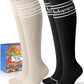 Thick Soft Cotton Compression Socks for Women Men 15-20mmHg Knee High Breathable Cotton Socks for All Day Comfort