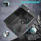 15 x 20 Inch Black Drop In Kitchen Sink - Single Bowl Topmount Bar Prep Sink - 18 Gauge Stainless Steel with Grid and Basket Strainer