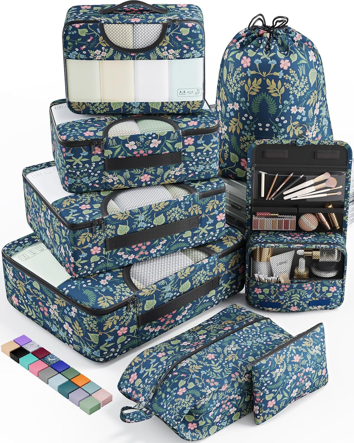 Veken 8 Set Packing Cubes for Travel Essentials, Suitcase Organizer Bags in 4 Sizes, Carry-On Luggage Accessories with Large Laundry & Hanging Toiletry Bag, Must-Have for Airplane, Road Trip & Camping - Roamly