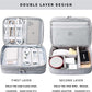 Lanola Travel Cable Organizer Bag, Electronic Accessories Case Portable Double Layer Cable Storage Bag for Cord,phone,Charger, Flash Drive, Phone, SD Card,Personal Items - (Grey)