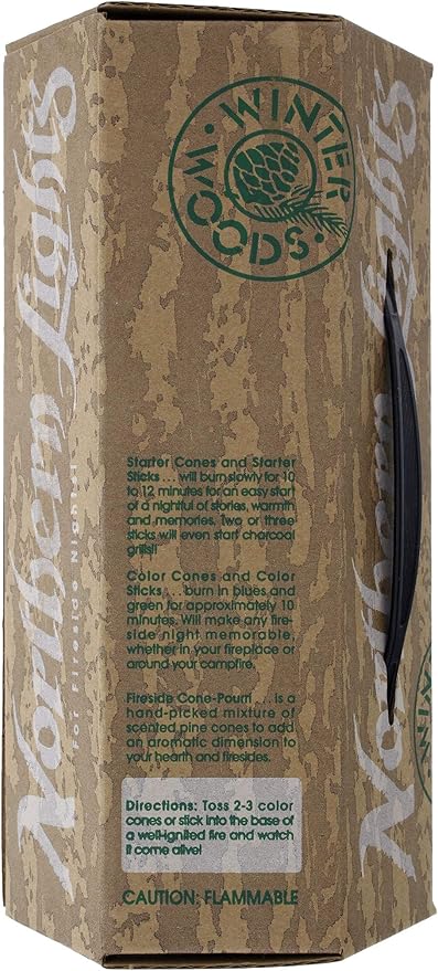 Northern Lights Fire Color Cones by Winter Woods - Transform Fireplaces and Camp Fires to a Rainbow of Colors - Easy to Use, Natural, Clean Burning