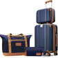 Luggage Set 3 Piece Luggage with PC+ABS Hardshell TSA Lock Spinner Wheels Carry on Lightweight Suitcase，YKK Zippers (Navy, 4 piece（14/20/DB/TB）)