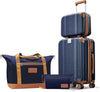 Luggage Set 3 Piece Luggage with PC+ABS Hardshell TSA Lock Spinner Wheels Carry on Lightweight Suitcase，YKK Zippers (Navy, 4 piece（14/20/DB/TB）)