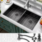 33 Inch Undermount Kitchen Sink Stainless Steel, 33x19 Double Bowl Kitchen Sinks 50/50 Commercial 16 Gauge 304 Stainless Steel Sink,Black