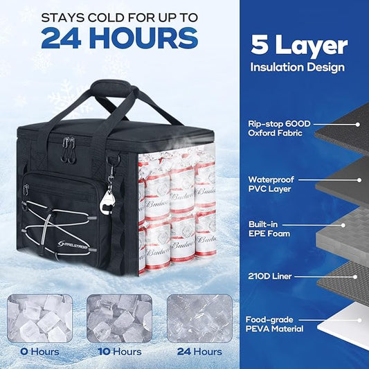 Maelstrom Soft Sided Cooler Bag, 30/40 Can Collapsible Insulated Ice Chest, Large Leakproof Portable Storage for Camping, Travel, Kayaking & Beach