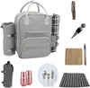 Truvelli Picnic Backpack for 2 with Blanket – 12-in-1 Insulated Picnic Basket Backpack Set with‬ Wine Holder, Cutlery & Cheese Board – Luxury Picnic Back Pack for Couples, Outdoor‬ Adventures, Gray