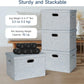 Large 17" 36 Quart Collapsible Stackable Storage Bins with Lids, 3 Packs Blue-Grey Linen Fabric Closet Boxes with Lids, Storage Cube Baskets Container Organizers for Bedroom (17x12x11)