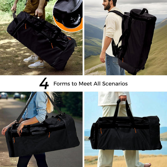 110L/120L Rolling Duffel Bag with Wheels - 28" No-Sag Design for Heavy Loads, Waterproof Travel Duffel w/Shoulder Straps and Dividers, Foldable Lightweight Design for Camping/Cargo/Air Travel - Roamly