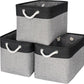 TheWarmHome Storage Basket for Organizing - 16x12x12 inch Cube Storage bin 3 Pack Fabric Storage Cubes, Collapsible Storage Box for Organizer Cloth Gift Toy Closet (Black & Grey)