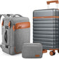 UKEIN Luggage Sets 3 Piece, Carry On Luggage 20In With Spinner Wheels,PC Hardside Suitcase Set with TSA Lock,Durable Carry On Suitcase With Travel Backpack for Men (Grey, 3 piece set (20inch))
