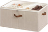 StorageWorks Shoe Organizer for Closet, Fits up to 24 Pairs, Shoe Cubby Storage Containers with Adjustable Dividers and Clear Cover, Mixing of Brown & Beige