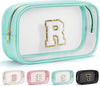 YOOLIFE Initial Make Up Bag Travel Toiletry Bag, Clear Makeup Bag Preppy Cosmetic Bags Organizer Travel Essentials Gifts for Women Teen Girlfriend Teacher Mom Brithday Mothers Day Gifts, Large, Blue