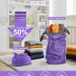 Travel Laundry Bag, Pump Free Vacuum Storage Bag Reusable Compression Dirty Clothes Travel Bag Waterproof Wet Dry Bags Large Capacity Space Saver Bags Camp Clothes Organizer (1 Pcs)(Purple, M)