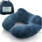 Inflatable Travel Neck Pillow: Extra-Soft, Cushion. for Airplanes, Trains, Cars, Portable Travel Accessory-with Carrying Pouch for Cell Phone and Passport Etc. (Blue 2 Pack)