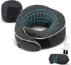 Travel Neck Pillow 100% Memory Foam – Airplane & Car Travel Essentials Kit with 3D Eye Mask, Earplugs & Mesh Bag – Sleeping Support Pillow for Adults (Dark Grey)