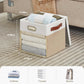 Fabric Storage Cubes with Clear Windows and Lids 11'' Foldable Storage Bins with 3 Handles, Decorative Storage Boxes for Home, Bedroom, Closet, Office (Beige & White)