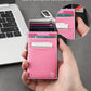Slim Front Pocket Wallet,Pop Up Card Holder Wallets for Men and Women Aluminum Compact Wallets with RFID Blocking,Small Ultralight 6-12 Card Capacity Metal Wallets,Pink