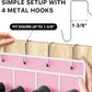 Simple Houseware 24 Pockets - Crystal Clear Over The Door Hanging Shoe Organizer, Pink (64'' x 19'')