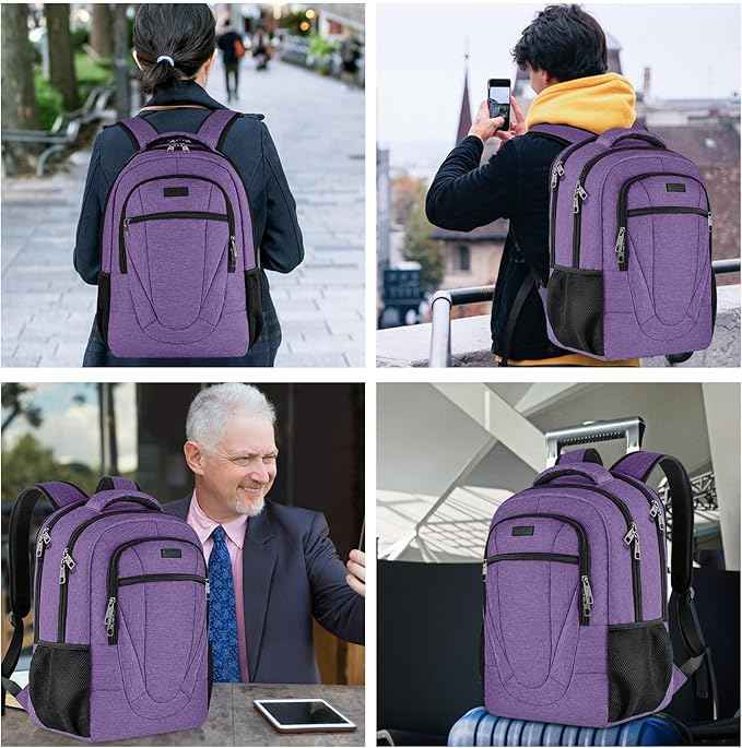 BIKROD Backpack for Men Women, Backpacks for School Teen Boys, Business Anti Theft Slim Sturdy Back Pack, Adult Computer Bag Gift 15.6 IN Laptop, Purple