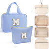 YOOLIFE 13 14 15 16 17 18 19 Year Old Girls Birthday Gifts - Hanging Toiletry Bag, Personalized Gifts for Women Teen Girls Daughter Sister Friends - Letter M, Blue
