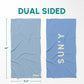 SUN'Y Waffle Microfiber Beach Towel – Sand Free, Quick Dry, Ultra Absorbent, Lightweight & Compact Travel Towel with Carry Bag - Large (63” x 31.5”), Raindrop