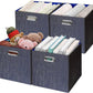Posprica Storage Cubes,11×11 Foldable Storage Bins,Thick and Heavy duty Fabric Baskets - 4pcs,Blue