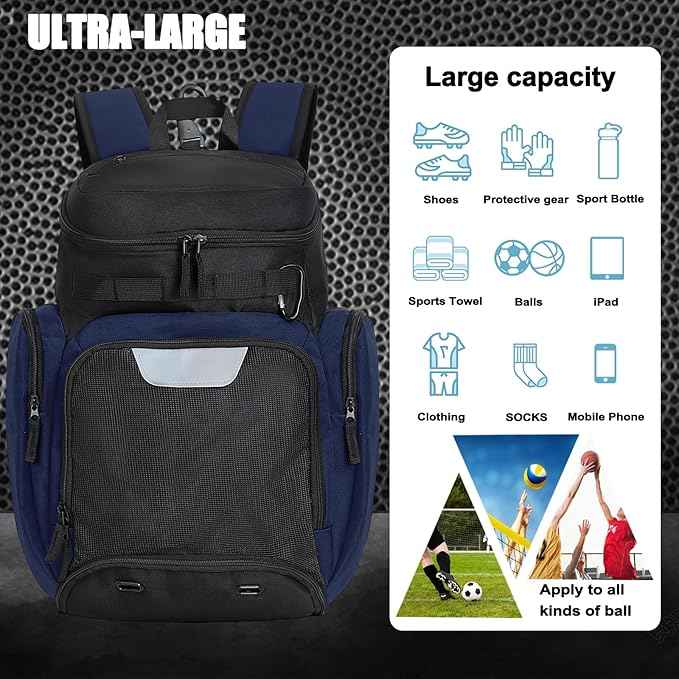 LARIPOP Basketball Backpack Bag with Ball Compartment Ventilated Shoe Compartment for Men Youth Soccer Volleyball Training