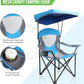 ALPHA CAMP Heavy Duty Canopy Camping Chair, 350 lbs Capacity Oversized Folding Chair with Adjustable Sunshade, Portable Sunshade Chair with Cup Holder for Beach, Fishing, Outdoor