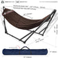 Tranquillo Universal Double Hammock with Stand Included for 2 Persons/Foldable Hammock Stand 600 lbs Capacity Portable Case - Inhouse, Outdoor, Camping, Brown