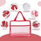 XEWEA Clear Travel Toiletry Bags, 3 Pack TSA Approved Transparent Makeup Bag for Men Women, Large Waterproof PVC Quart Organizer Kit with Zipper for Toiletries Airline Essential,Toy Storage Pouch Red - Roamly