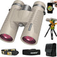 8x42 HD Binoculars for Adults High Powered with Phone Adapter and Tripod, Super Bright BAK4 Prism Waterproof Binoculars for Bird Watching Hunting Hiking Safari Travel Sports