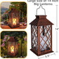 [2 Pack] TAKE ME 14" Solar Lantern Outdoor Garden Hanging Lantern Waterproof LED Flickering Flameless Candle Mission Lights for Table,Outdoor，Mothers Day Gifts Mom Wife