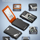 typecase Tactical Wallet for Men Card Holder: Pop Up Card Case, Genuine Leather, Smart, RFID Blocking, Slim, Minimalist, Thin, Front Pocket - 9-13 Card Capacitiy, ID Window, Money Clip (Orange)