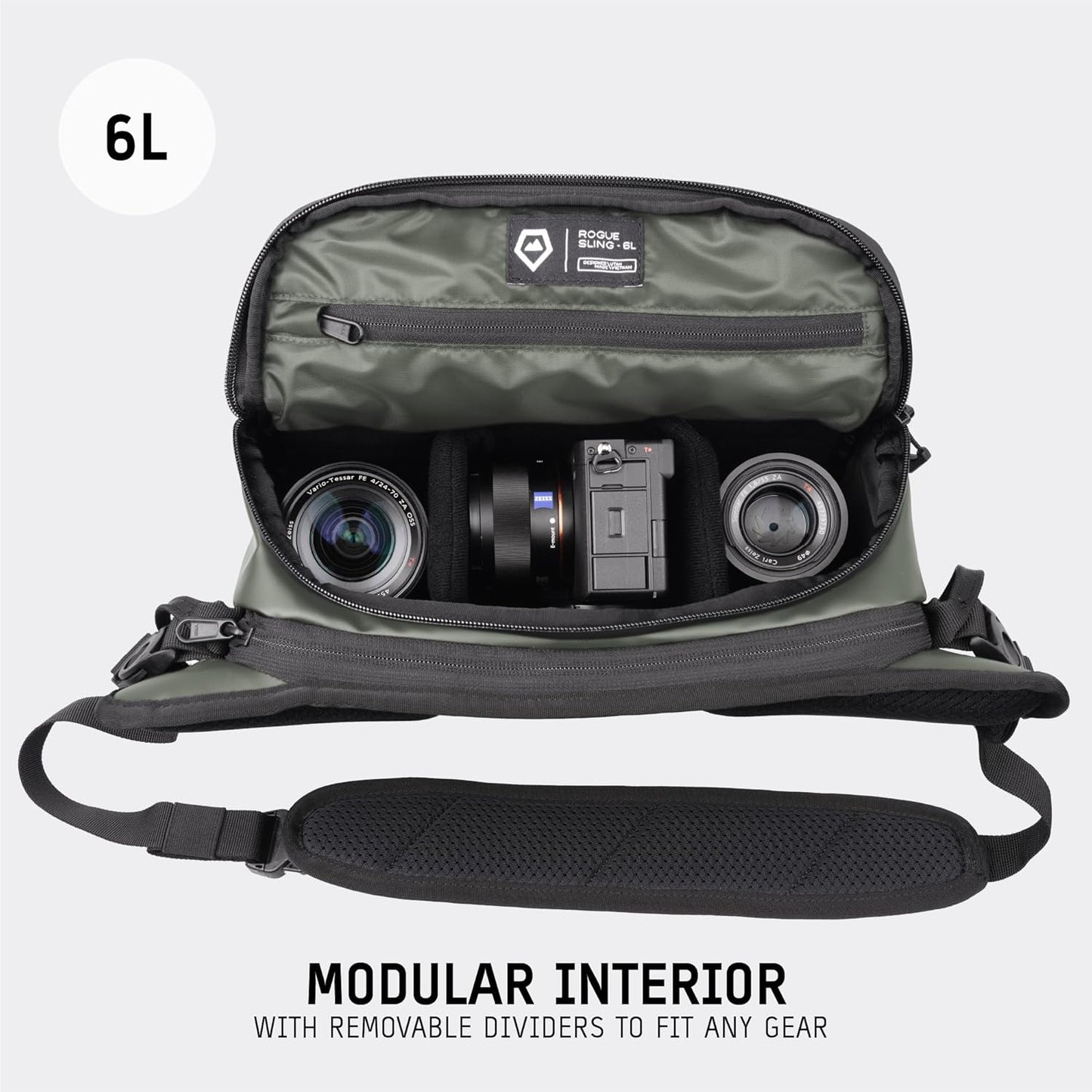 WANDRD ROGUE V1 6L Sling: Compact Camera Sling and Crossbody Bag with Fast Access, 3-Way Carry– Lightweight Everyday Bag Great for Travel, Photography, and Daily Use (Wasatch Green)