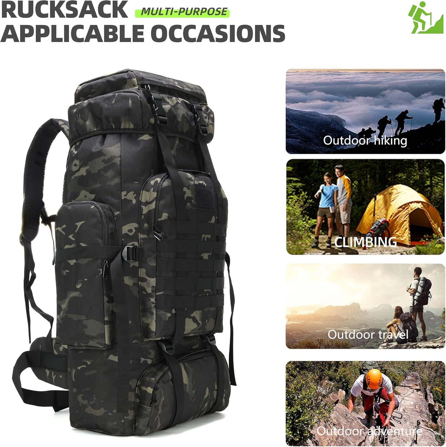 King'sGuard 70L Camping Hiking Backpack Tactical Backpack Military Molle Rucksack Backpack for Outdoor - Roamly