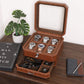 ROTHWELL 6 Slot Leather Watch Box with Valet Drawer - Luxury Case Display Organizer, Microsuede Liner, Locking Mens Jewelry Watches Holder, Men's Watch Storage Large Glass Top (Tan/Brown)