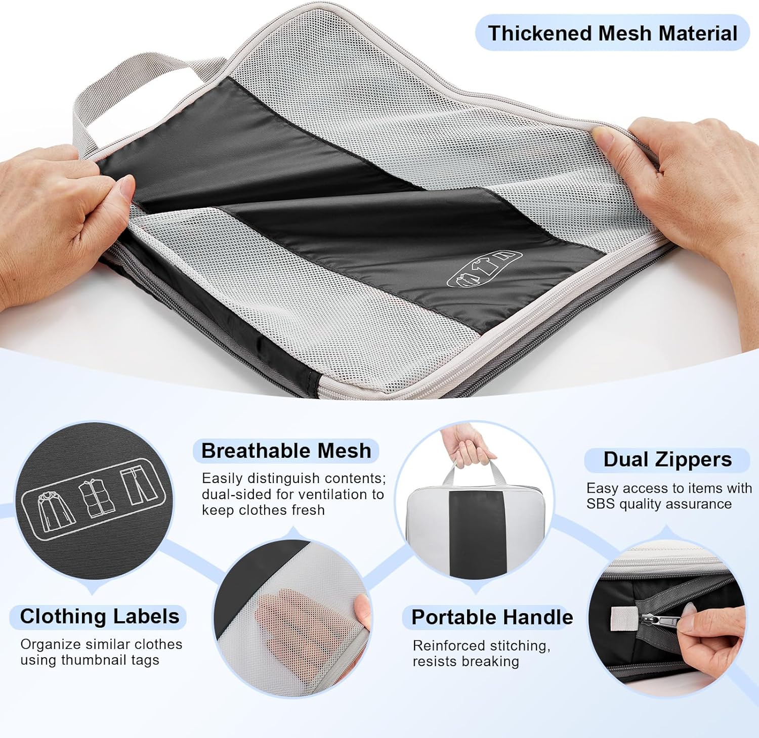 10 Set Compression Packing Cubes for Travel Essentials,Compressible Expandable Packing Cubes for Suitcase,OlarHike Luggage Organizer Bags for Travel,Handy Helper for Organizing Clothes(Black) - Roamly