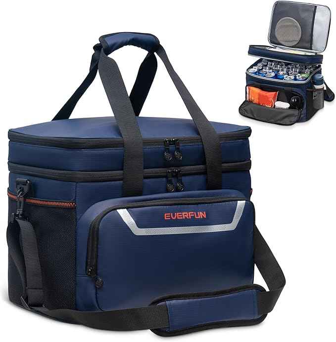 EVERFUN Small Cooler Bag 24/48 Can Insulated Lunch Box Double Deck Soft Leak-Proof Waterproof Collapsible Ice Chest for Men Women Work Travel Car Trip Picnic Beach