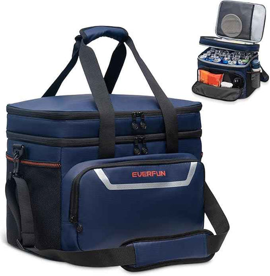 EVERFUN Small Cooler Bag 24/48 Can Insulated Lunch Box Double Deck Soft Leak-Proof Waterproof Collapsible Ice Chest for Men Women Work Travel Car Trip Picnic Beach