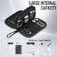 Leather Travel Electronic Organizer - Double Layer, Waterproof Case for Cables, Chargers, Phones & More - Portable, Shockproof Pouch for All Your Electronics Accessories (Black, M)