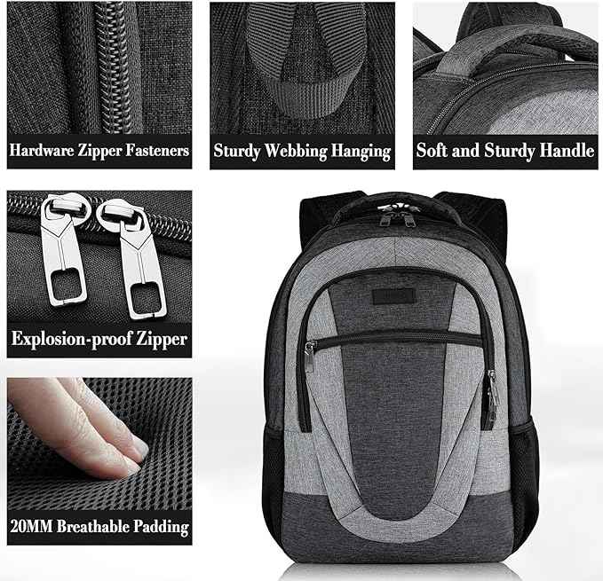 BIKROD Travel Laptop Backpack Men, School Backpacks for College Teen Boys Water Resistant Back Pack, Business Anti Theft Slim Sturdy Computer Bag Gifts Fits 15.6 Inch Laptop