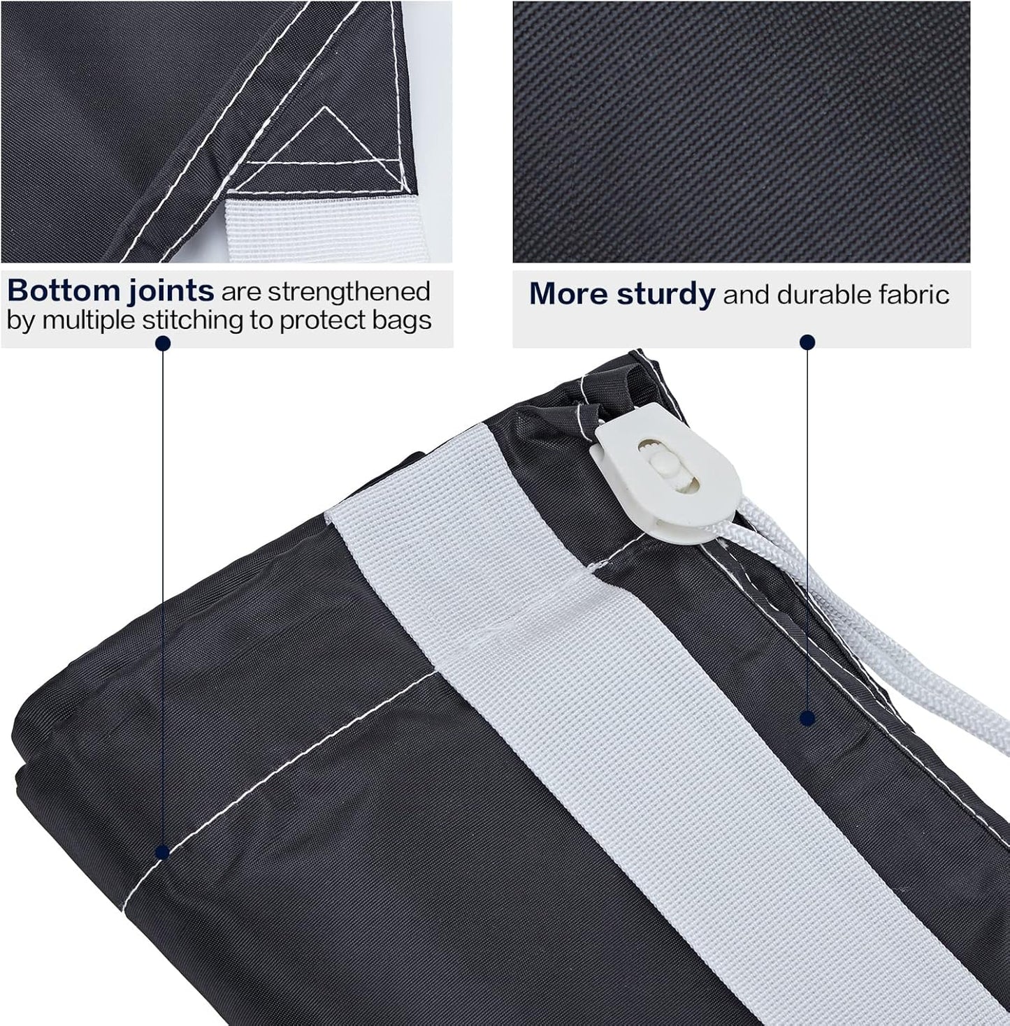 HOMEST XL Nylon Laundry Bag with Strap, Large Dirty Garments Organizer, Easy Fit a Hamper or Clothing Basket, Can Carry Up to 4 Loads of Clothes, Black