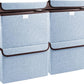 Foldable Storage Bins with Lids, Decorative Storage Baskets, Large Storage Boxes for Home, Office, Bedroom, Closet, Blue, Medium, 4 Pack 14.6 x 9.5 x 9.5”
