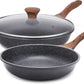 SENSARTE Nonstick Frying Pan Skillets, Swiss Granite Coating Omelette Pans, Healthy Cookware Chef's Pan, Free of Intentionally Added PFOA (8+11Inch with Lid)