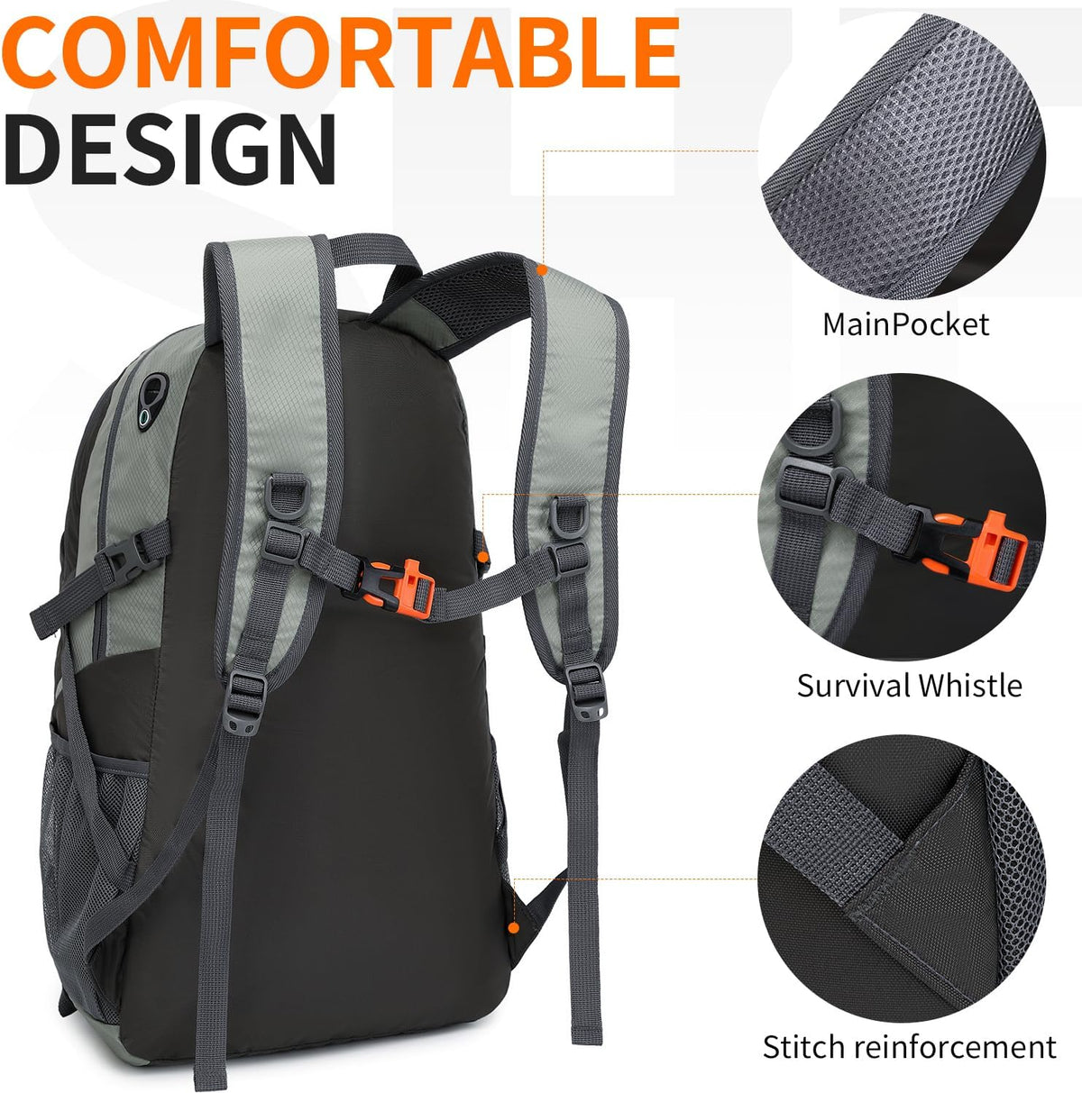 40L Hiking Backpack Lightweight Daypack Waterproof Travel Camping Backpack for Men Women Sport Packable - Roamly