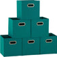 Household Essentials 83-1 Foldable Fabric Storage Bins | Set of 6 Cubby Cubes with Handles | Aqua