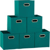 Household Essentials 83-1 Foldable Fabric Storage Bins | Set of 6 Cubby Cubes with Handles | Aqua